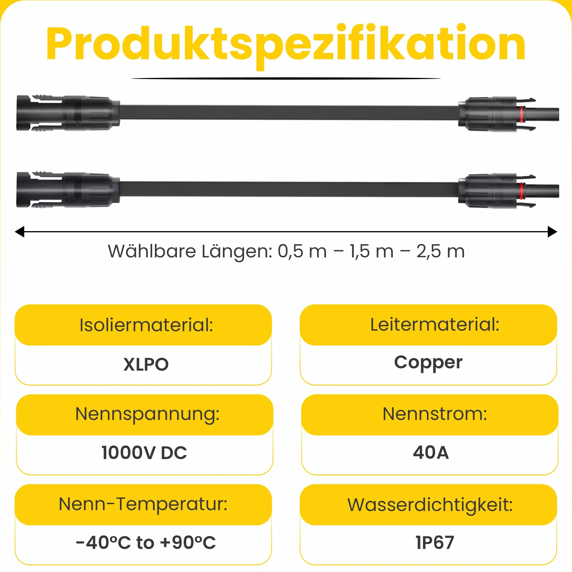 Offgridtec Płaski kabel PV-do-PV 4 mm², super płaski kabel solarny z wysokiej jakości wtyczkami, połączenie Plug & Play 40 A do modułów solarnych, stacji zasilających i falowników (1,5 m)