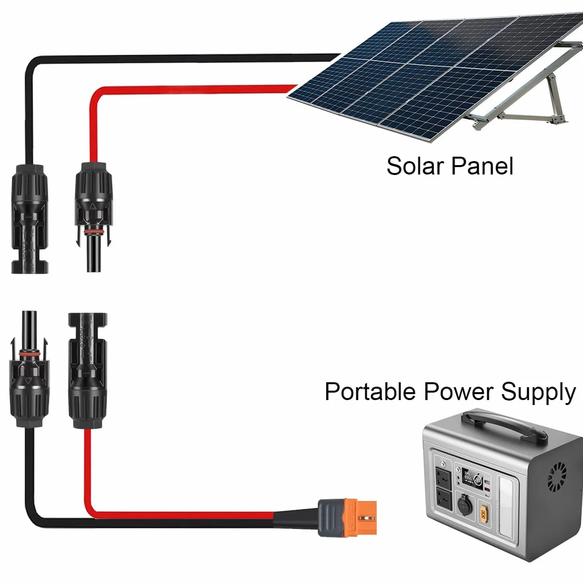 XT60i to Solar Cable 10AWG Solar Panel to XT60i Connector Adapter, XT60i żeński kabel przedłużający do przenośnej stacji zasilania Solar Generator panele słoneczne (0,6 m)