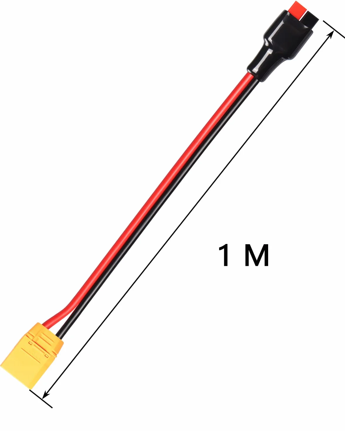 CERRXIAN 3,2FT 12AWG XT90 złącze męskie do panelu słonecznego 30A kabel przedłużający do roweru elektrycznego, panelu słonecznego do przenośnego generatora (XT90-M)