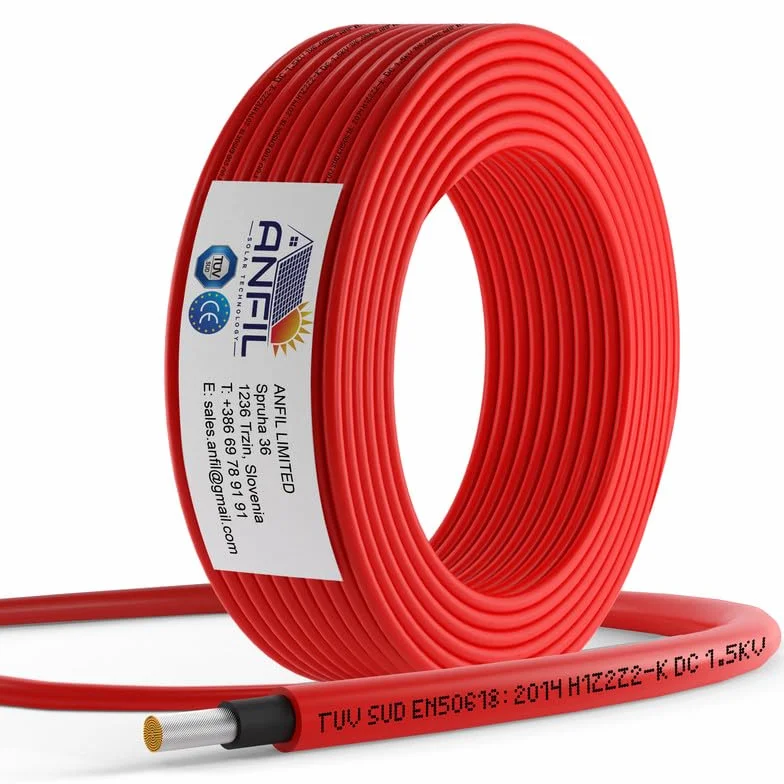 Przedłużacz do panelu słonecznego - Czarny i czerwony 4mm² 6mm² - 1800V DC Ranking - Wysokiej jakości drut z podwójną izolacją (10m, 6mm² czerwony)