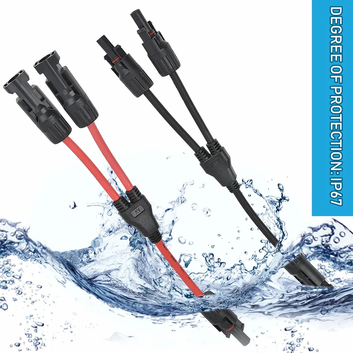 2 pary kabli solarnych, rozdzielacz Y, kabel do paneli słonecznych MMF+FFM do równoległego przyłącza fotowoltaicznego, wtyczka do paneli słonecznych, przyłącze solarne, adapter równoległy do