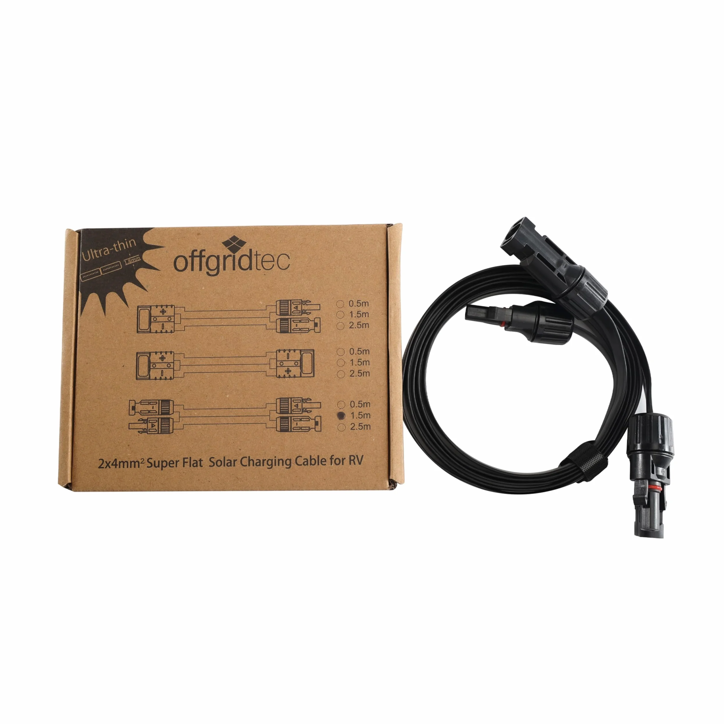 Offgridtec Płaski kabel PV-do-PV 4 mm², super płaski kabel solarny z wysokiej jakości wtyczkami, połączenie Plug & Play 40 A do modułów solarnych, stacji zasilających i falowników (1,5 m)